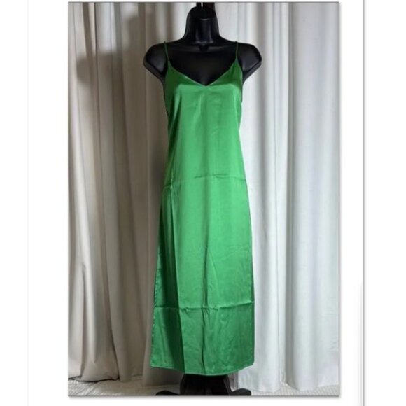 The Drop Women's Ana Silky V-Neck Midi Slip Dress - Emerald Green - L - NWT - Picture 6 of 7